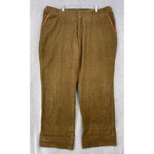 Orvis Mens Size 44 Corduroy Leather Trim Pants Raw Inseam 32" Brown 100% Cotton